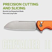 CIVIVI Chevalier II Folding Pocket Knife, Button Lock, 3.47\" Sheepsfoot Blade, Aluminum Handle