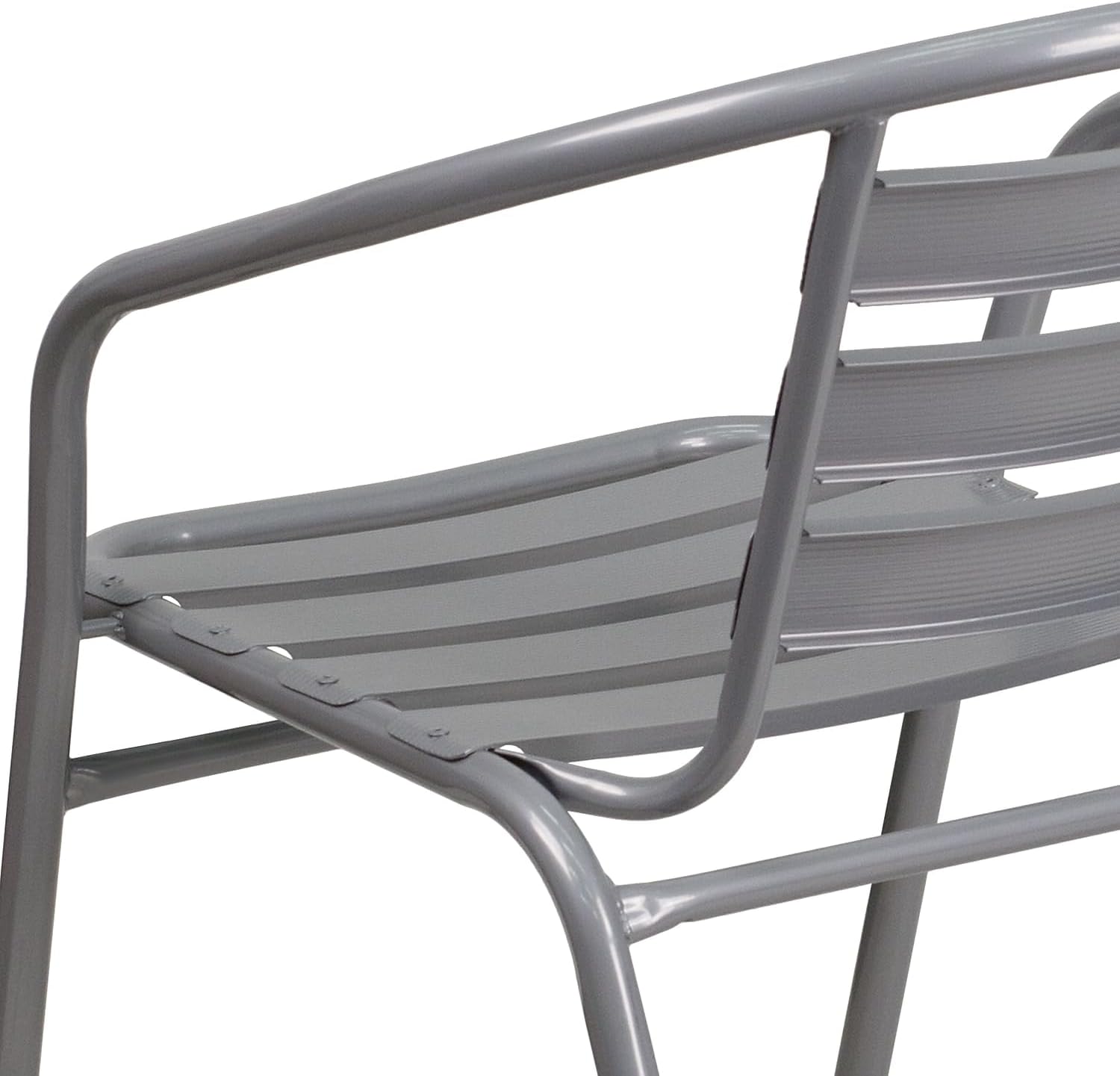 Flash Furniture Lila Silver Metal Restaurant Stack Chair with Aluminum Slats Silver Set of 1