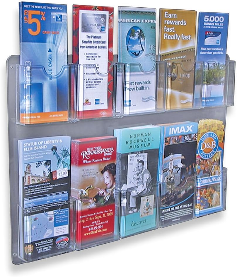 Azar Displays Wall-Mount Brochure Holders, Acrylic, Pack of 2