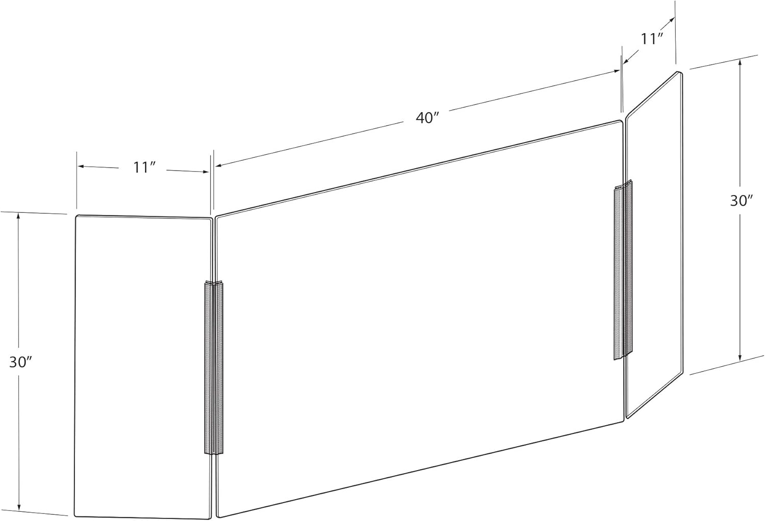 Azar Displays Tri-Fold Protective Sneeze Guard for Counter and Desk - Portable Plexiglass Barrier