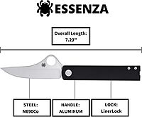Spyderco Essenza Sleek and Elegant Folding Knife - N690Co Steel Blade with Aluminum Handle, LinerLock, PlainEdge - C272ALBKP