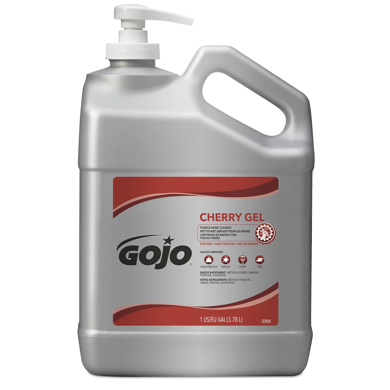 GOJO Cherry Gel Pumice Hand Cleaner Cherry Fragrance, 1 Gallon Hand Cleaner with Pumice in Pump Bottle (Pack of 1)