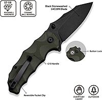 Natterjack Flipper & Thumb Stud & Button Lock Knife Milled OD Green G10 Handle