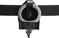 Shield Wallets Bikini Open Top Handcuff Case with Clip and Black Snap Detective Style Black Leather