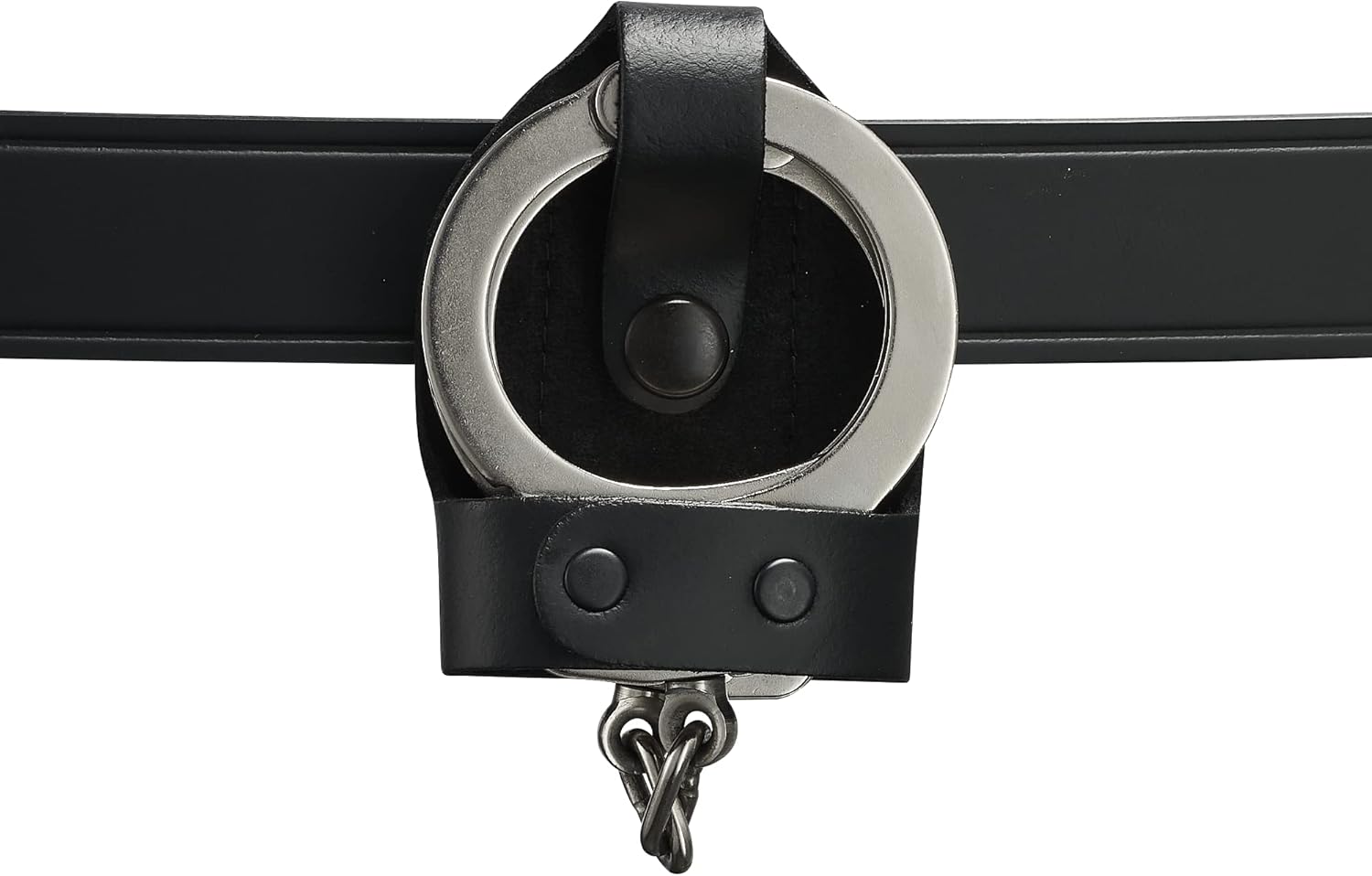 Shield Wallets Bikini Open Top Handcuff Case with Clip and Black Snap Detective Style Black Leather