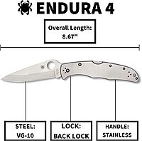 Spyderco Endura 4 Folding Pocket Knife with 3.8 in Blade and FRN Handle