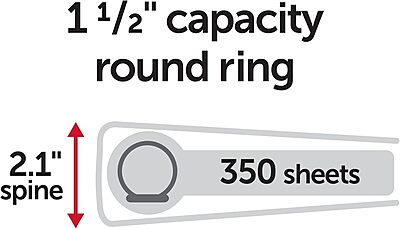 Office Depot® Brand Durable View 3-Ring Binder, 1 1/2" Round Rings, White, Pack Of 4