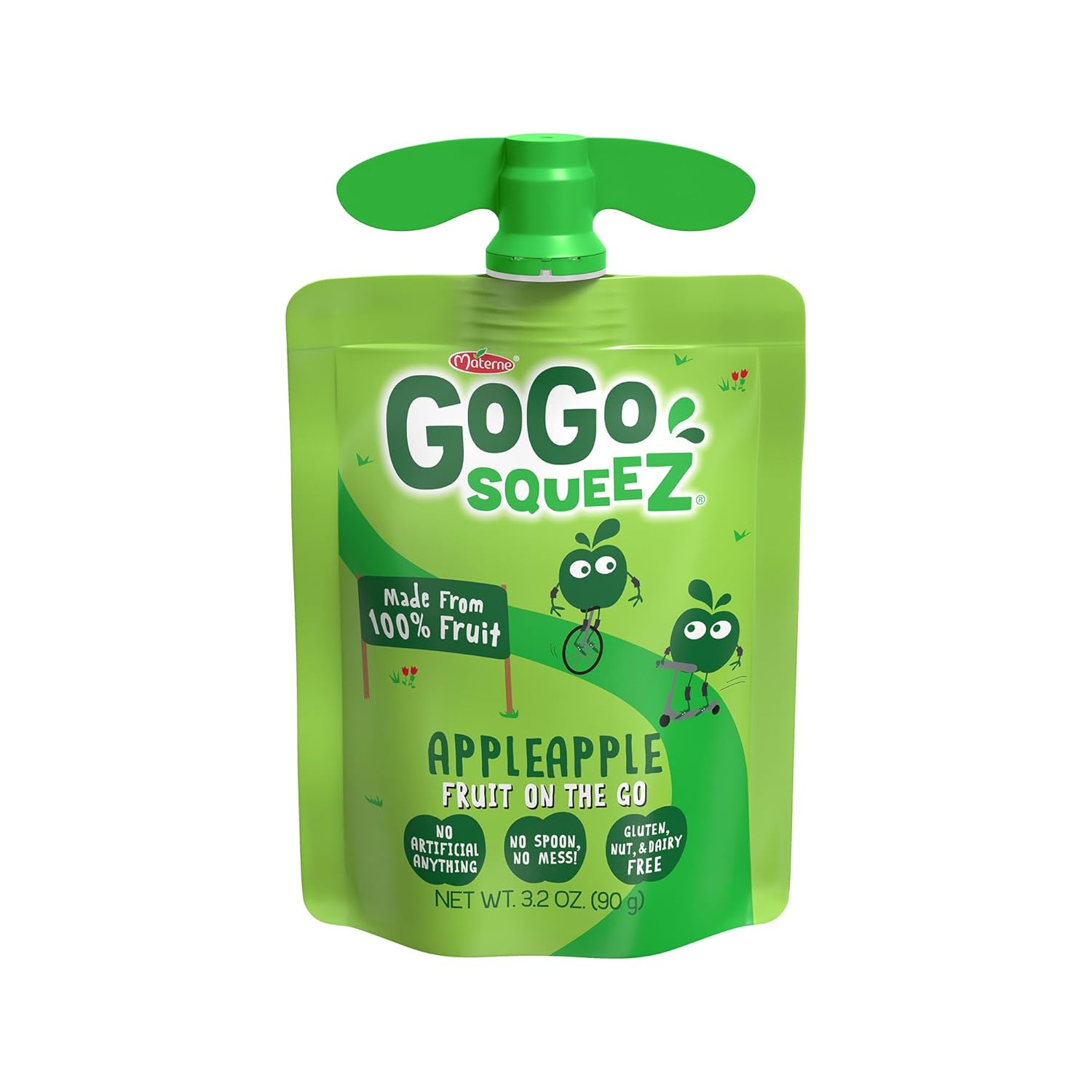 GoGo squeeZ Applesauce and Fruit Puree, Apple Apple, 3.2 oz (Pack of 18), Unsweetened Fruit Snacks for Kids, Gluten Free