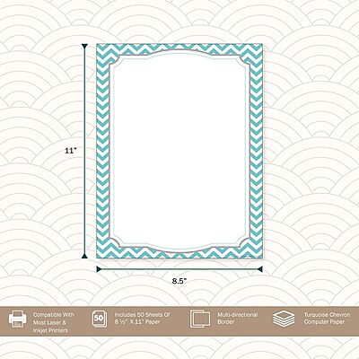 Barker Creek Turquoise Chevron Computer Paper, 8-1/2 x 11 Inches, 50 Sheets
