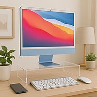 Azar 515360 Acrylic Monitor Stand Riser – Made in USA Laptop stand and Monitor Riser Acrylic Monitor Stand Riser Clear