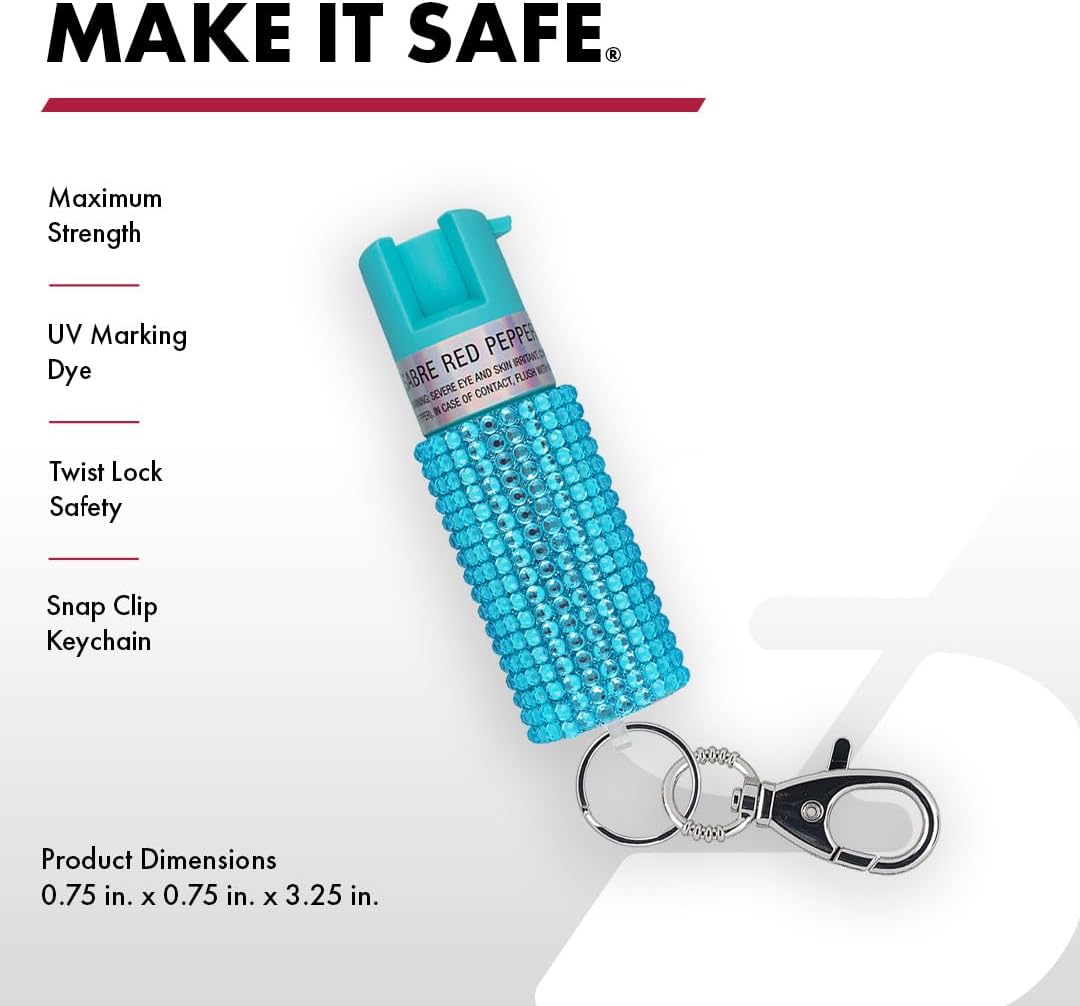 SABRE Jeweled Pepper Spray with Snap Clip, Maximum Strength