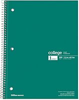 Office Depot® Wirebound Notebooks, 8 1/2" x 11", 1 Subject, College Ruled, 100 Sheets, Assorted Colors, Pack Of 6 Notebooks