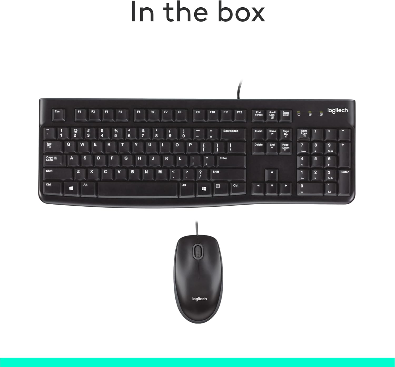 Logitech MK120 Wired Keyboard and Mouse Combo for Windows, Optical Wired Mouse, Full-Size, USB, Compatible with PC