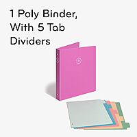 U BRANDS U-Eco 1" Poly Binder + 5 Tab Divider Set, Letter Size, Two Pockets