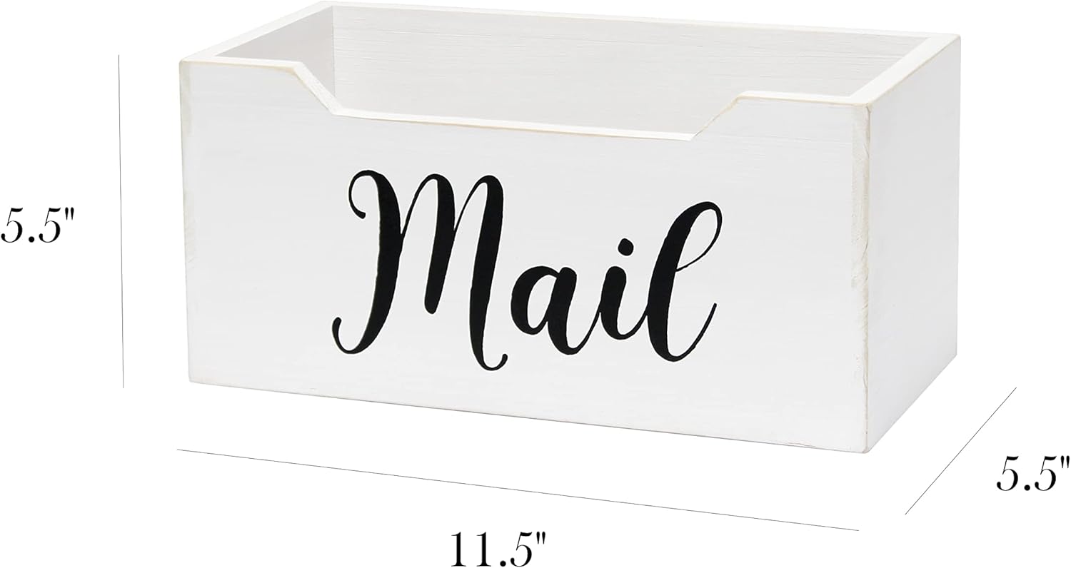 Elegant Designs Rustic Farmhouse Wooden Tabletop Mail Organizer Box