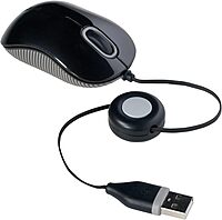 Targus Compact Mouse with Blue Trace Technology for Tracking and Retractable 2.5-Foot USB Cord, Adjustable Cord Mouse Supports Windows, Mac, and Netbooks, Black/Gray (AMU75US)