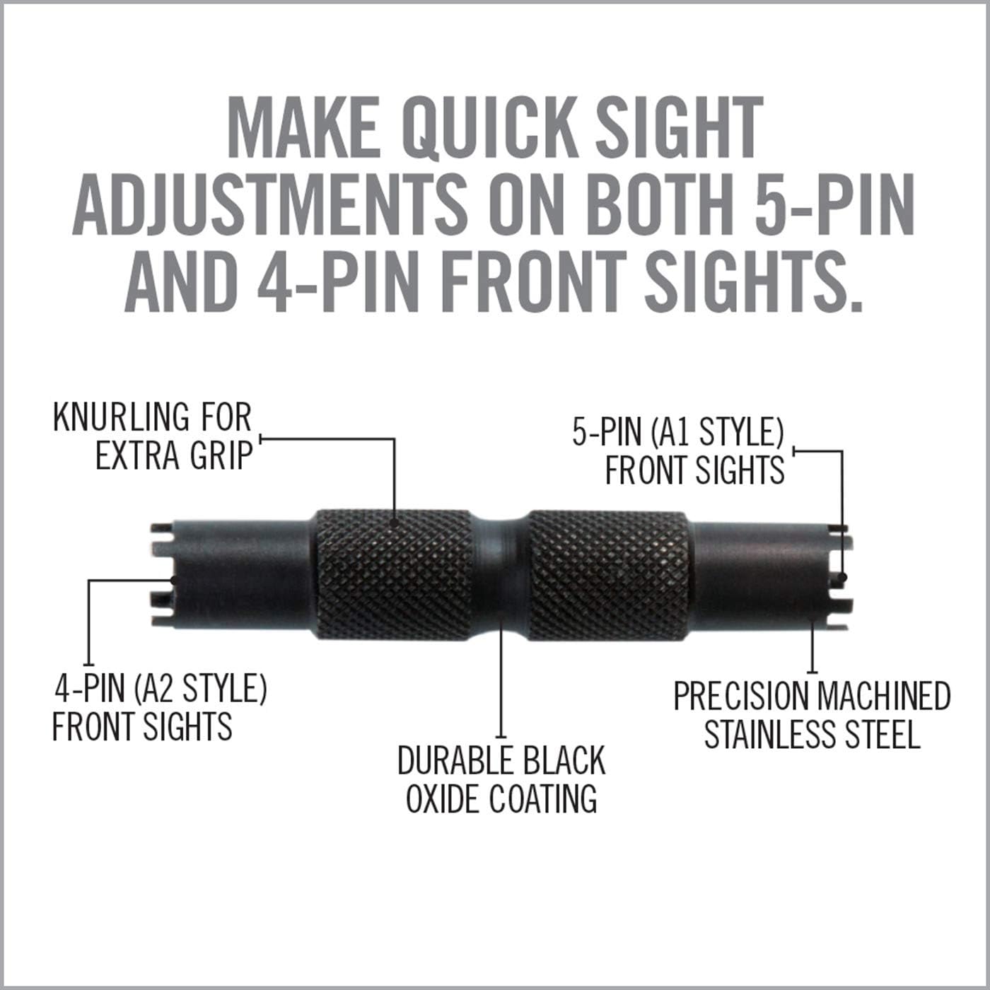 Real Avid Front Sight Adjuster: universal tool for adjusting A1 and A2 Type Front Sights (4-prong and 5-prong BUIS)