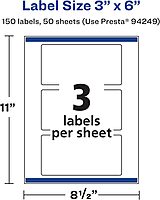 AVERY Durable Waterproof Rectangle Labels, Sure Feed Technology, 3" x 6", Laser/Pigment-Based Inkjet Printable