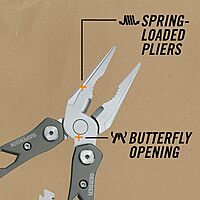 Gerber Gear Suspension 12-in-1 Needle Nose Pliers Multi-tool - Multi-Plier, Wire Cutter, Crosspoint and Flathead Screwdriver Set, Small Scissors - EDC Gear and Equipment - Gifts for Men - Gray Grey