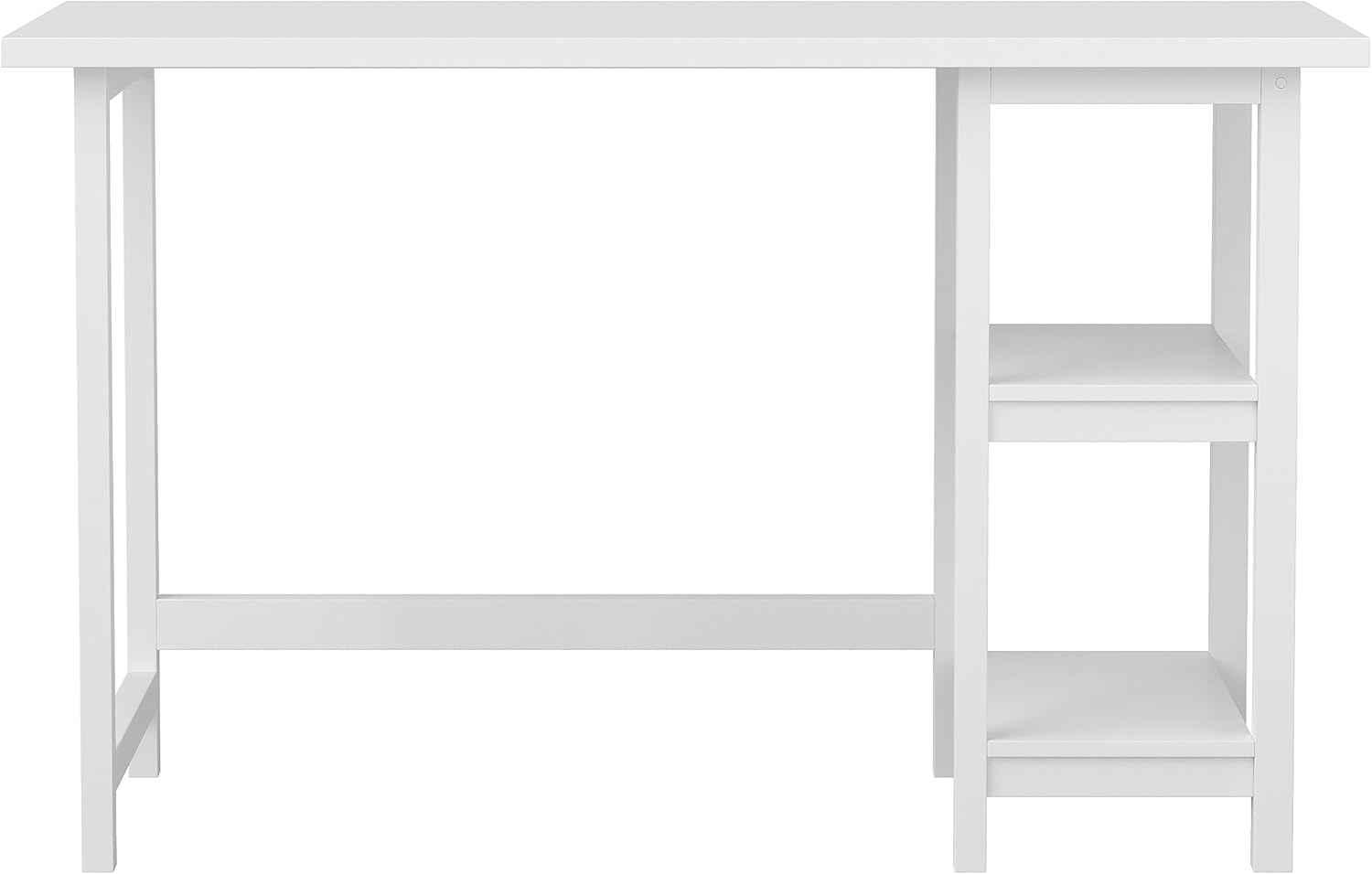 Martha Stewart Beckett Modern Trestle Desk with Open Side Shelving in White Wood Grain Finish