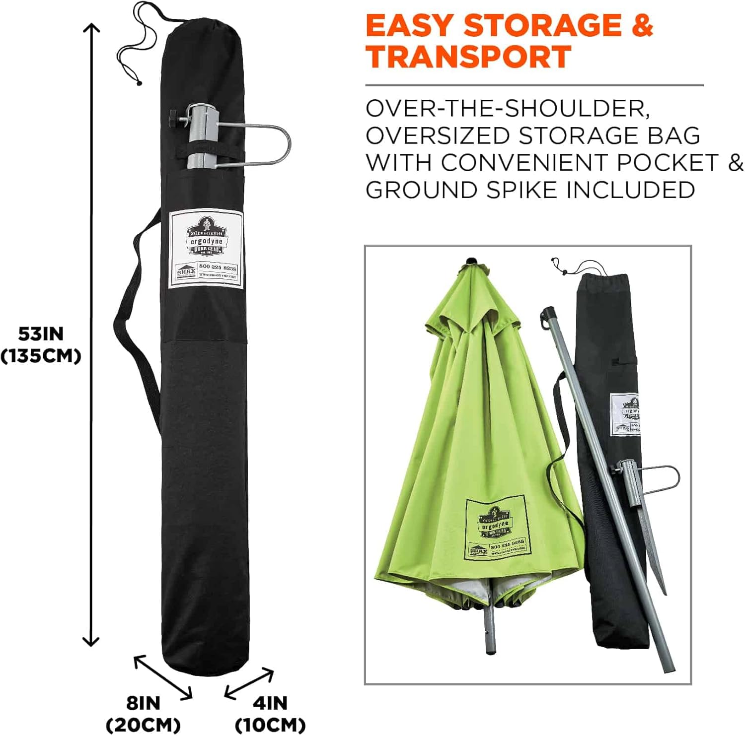 Ergodyne SHAX 6100 Lightweight Industrial Umbrella Lime