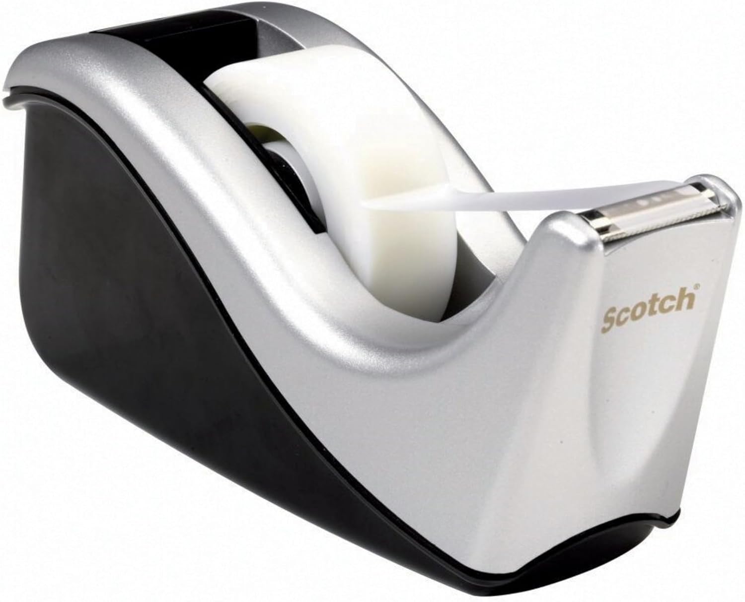 Scotch Desktop Tape Dispenser, Silvertech Two-Tone (C60-ST) 1 Count (Pack of 1)