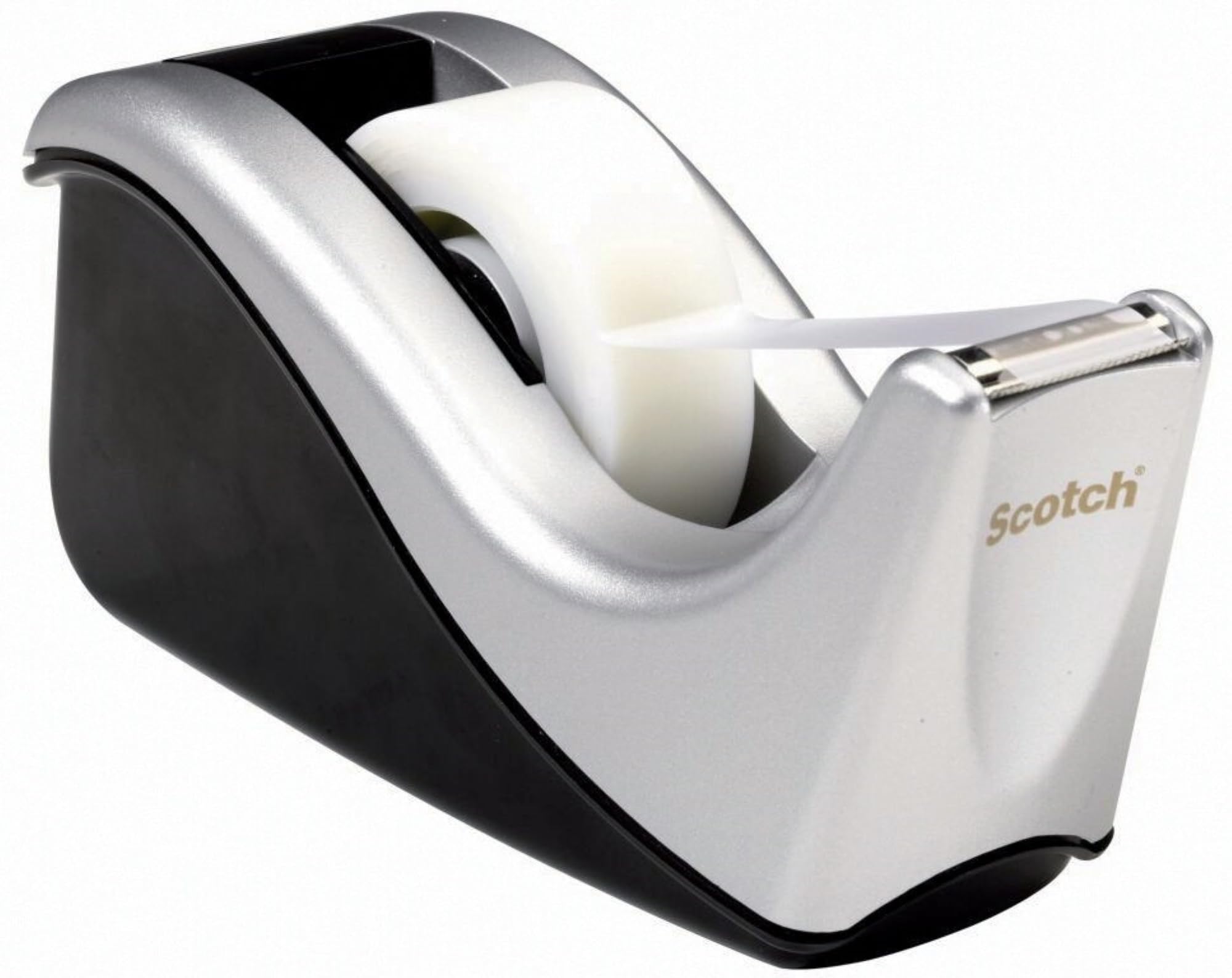 Scotch Desktop Tape Dispenser, Silvertech Two-Tone (C60-ST) 1 Count (Pack of 1)