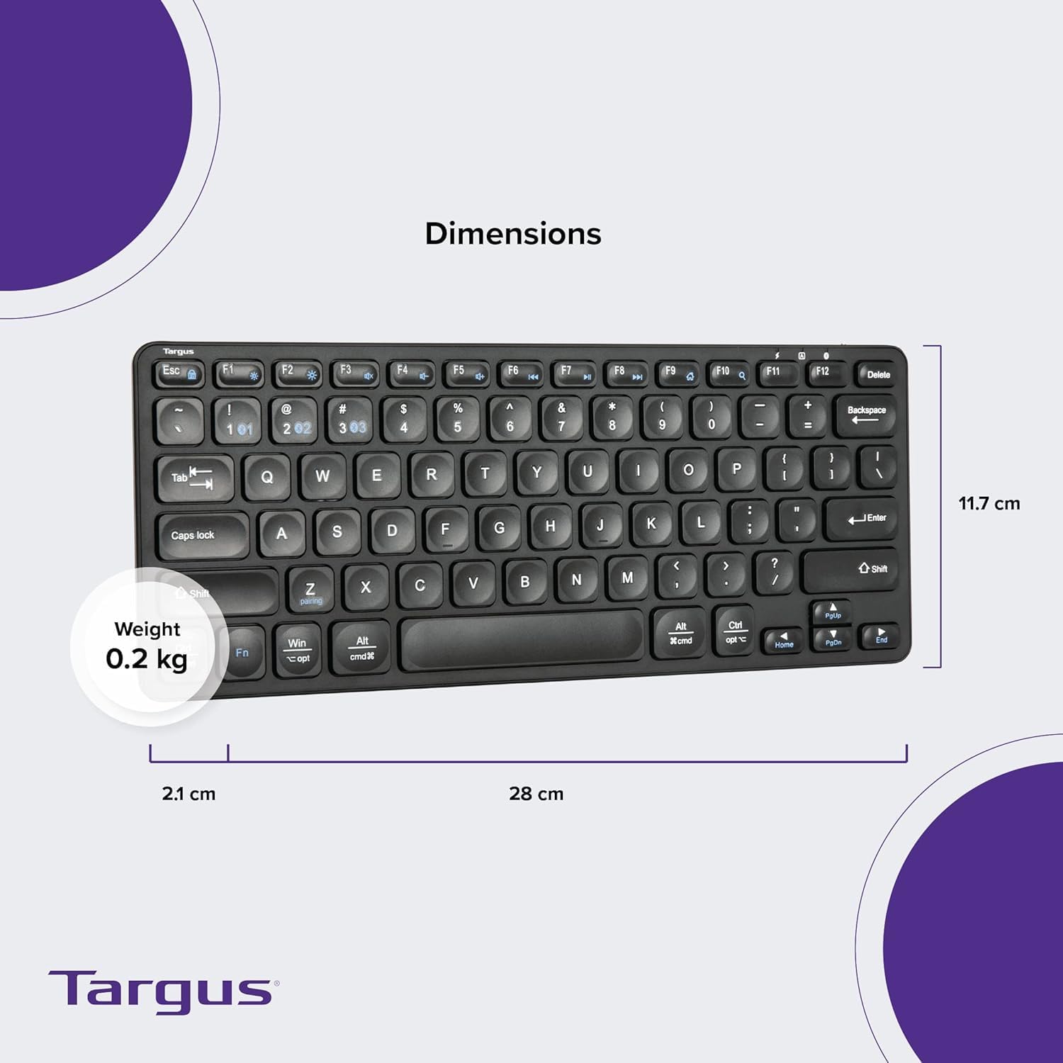 Targus Compact Multi-Device Bluetooth Keyboard - Compatible with Chrome OS, Windows, macOS, iOS