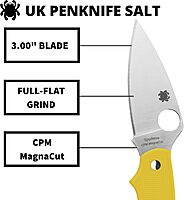 Spyderco Salt UK Penknife with 2.93" LC200N Steel Blade and Lightweight FRN Yellow Handle - PlainEdge - C94PYL