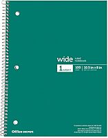 Office Depot® Wirebound Notebooks, 8" x 10-1/2", 1 Subject, Wide Ruled, 100 Sheets, Assorted Colors, Pack Of 6 Notebooks