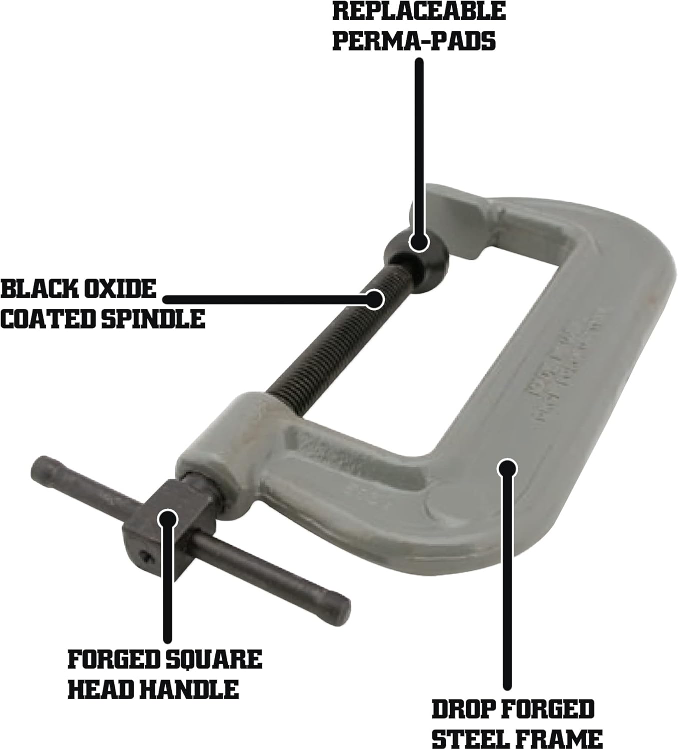 Wilton Brute Force C-Clamp, 3-3/4" Opening, 2-3/8" Throat, 10000 Lbs. Clamping Force (Model 104) 3-3/4 in. Pack of 1