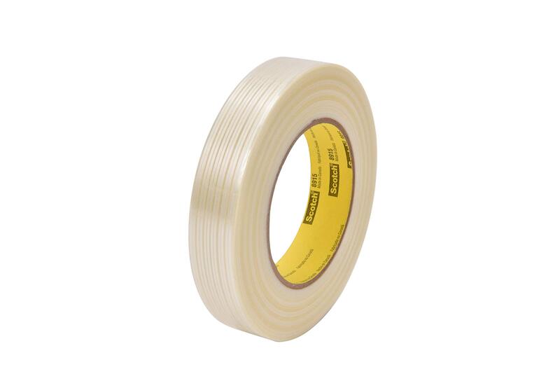 3M Scotch 8915 Polypropylene Film Filament Tape, 170 lbs/in Tensile Strength, 55m Length x 12mm Width, Clear