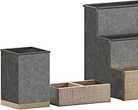 Flash Furniture Comerford 3-Piece Metal and Wood Organizer Set