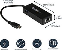StarTech.com USB to Gigabit Ethernet Adapter with USB Port