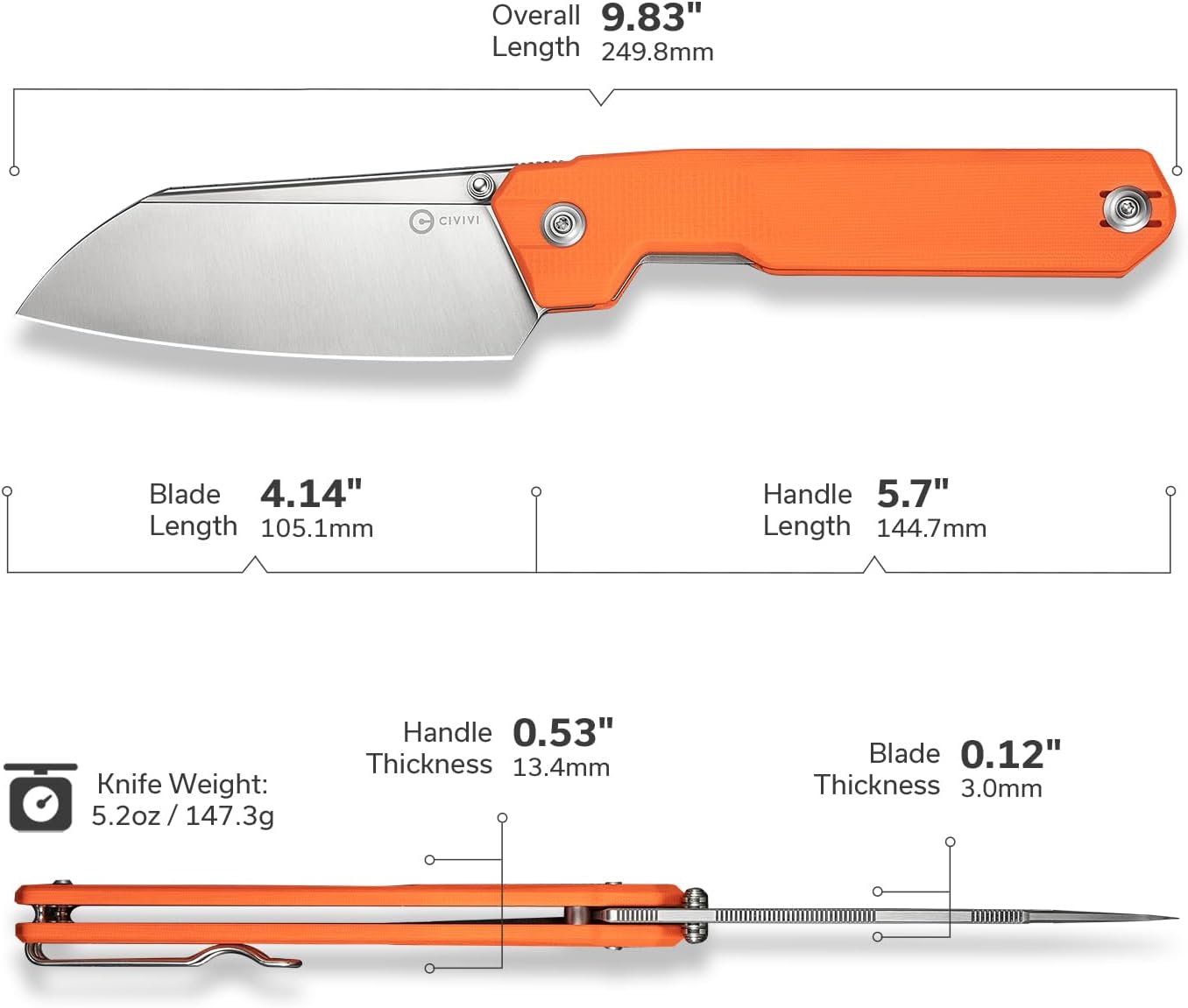 CIVIVI Hid Folding Pocket Knife 4.14in 14C28N Blade G10 Handle