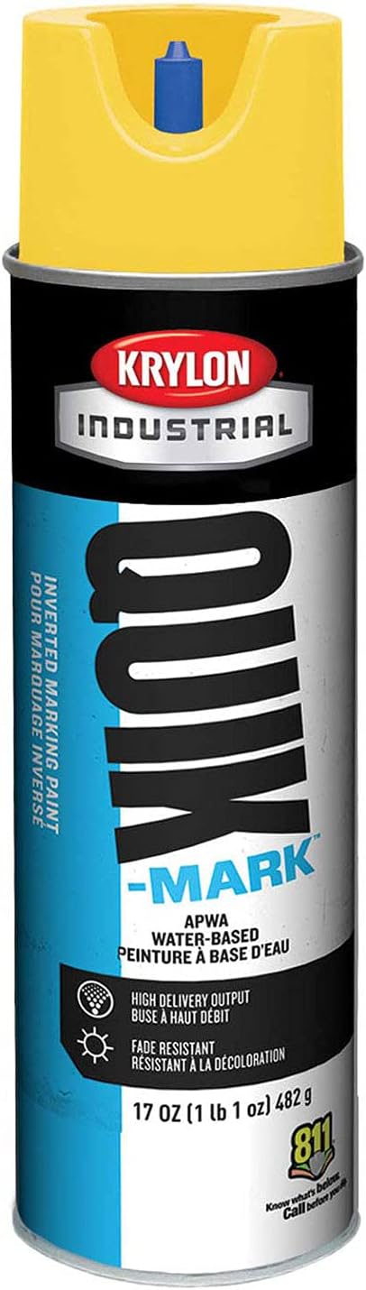 Krylon Industrial Quik-Mark Wb Inverted Marking Paint Apwa Utility Yellow - Lot of 12