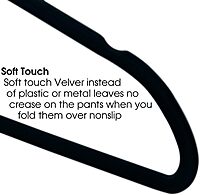 Elama Home 30 Piece Velvet Slim Profile Heavy Duty Felt Hangers with Stainless Steel Swivel Hooks in Black,30PC 30 Piece Set Black