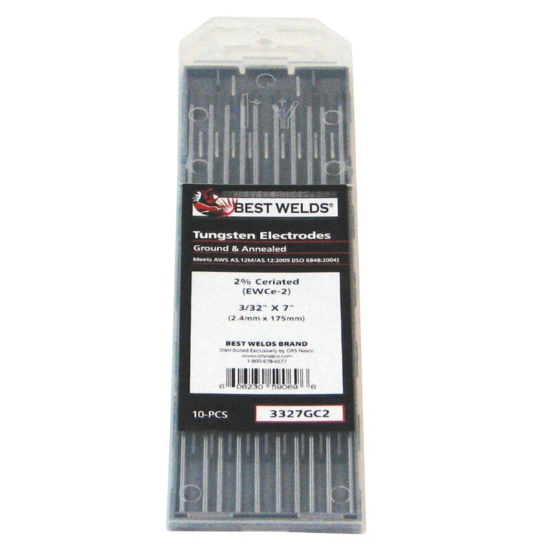 BEST WELDS 900-3327GC2 3/32 x 7 2% Ceriated Tungsten Electrodes - 10/PK