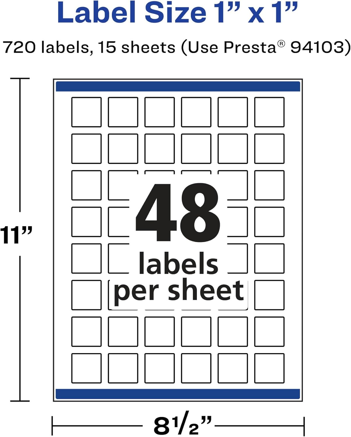AVERY Matte White Removable Square Labels, Sure Feed Technology, Print-to-the-Edge, 1" x 1"