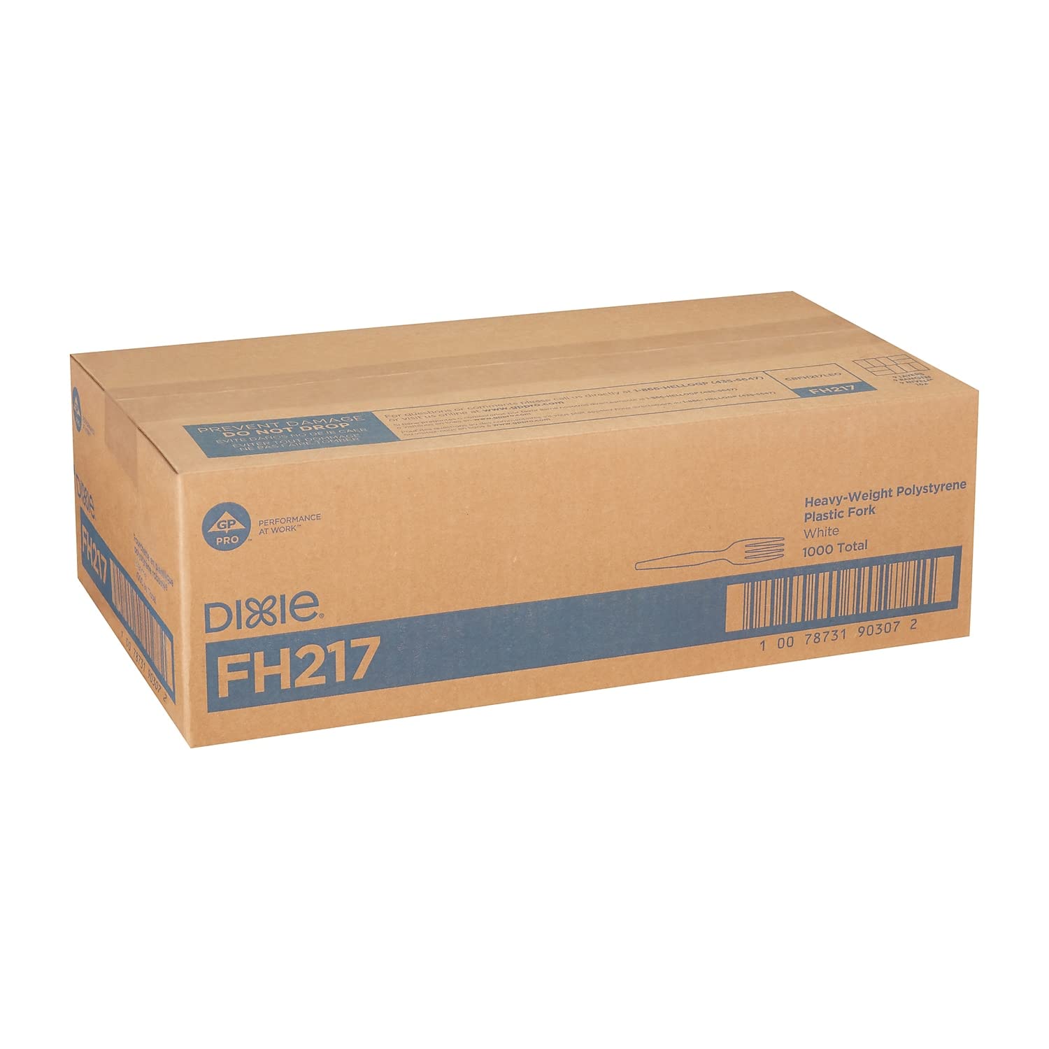 Dixie 7.13" Heavy-Weight Polystyrene Plastic Forks By GP PRO, White, 1000 Count, FH217 White 1 box of 1000