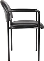 Boss Office Products Dimond Caressoft Stacking Chair with Arms in Black 250 lbs.