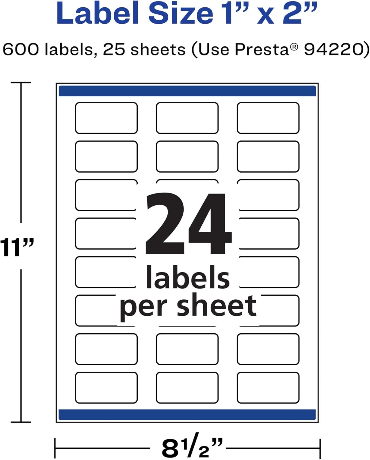 AVERY Matte White Rectangle Labels, Sure Feed Technology, 1" x 2"