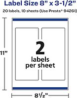 AVERY Glossy Clear Rectangle Labels, Sure Feed Technology, 8" x 3.5", Print-to-The-Edge, Laser/Inkjet Printable