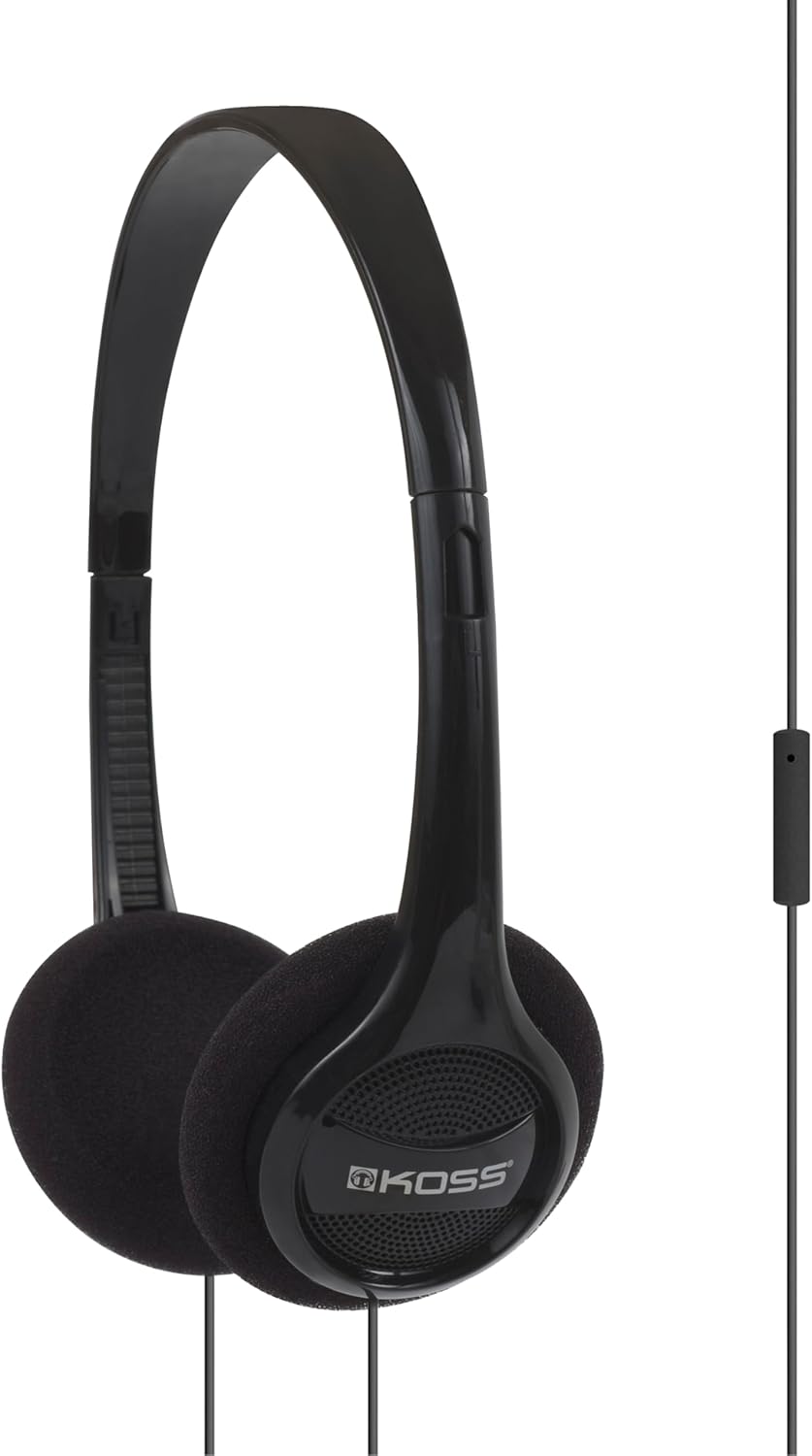 Koss KPH7iK On-Ear Headphone with Microphone and in-Line One Touch Remote, Lightweight, 3.5mm Plug, Black
