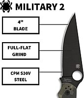 Spyderco Knives Military 2 C36GPCMOBK2 Black S30V Stainless and Camo G-10 Pocket Knife