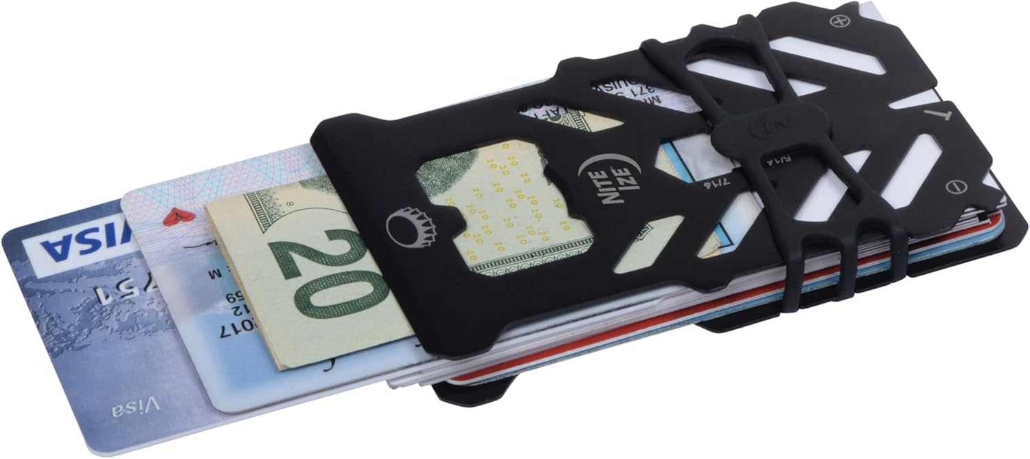 Nite Ize Financial Tool RFID Blocking Wallet - Stainless Steel 10-in-1 Dual-Plated Multi-Tool Wallet