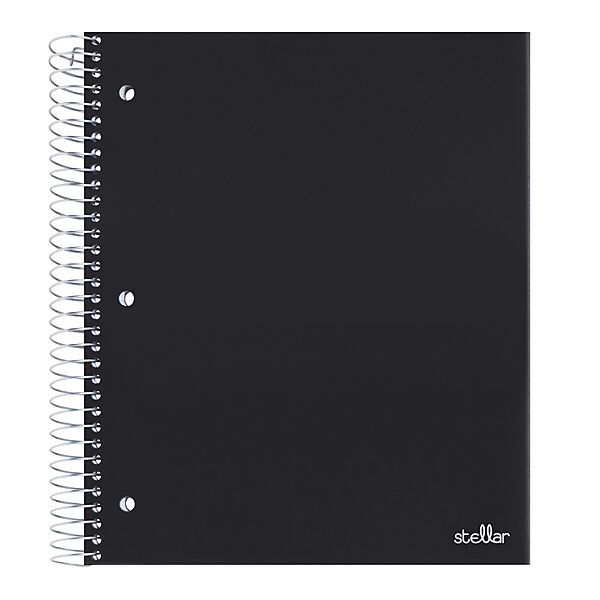 Office Depot® Brand Stellar Poly Notebook, 8 1/2" x 11", 3 Subject, College Ruled, 300 Pages (150 Sheets), Black