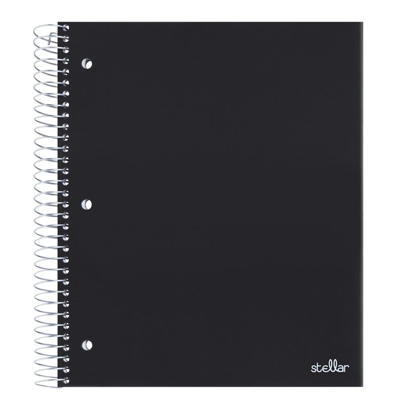 Office Depot® Brand Stellar Poly Notebook, 8 1/2" x 11", 3 Subject, College Ruled, 300 Pages (150 Sheets), Black
