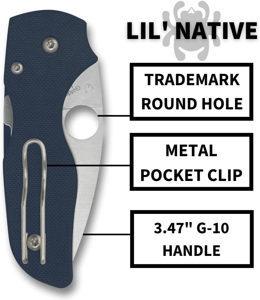 Spyderco Lil Native Folding Pocket Knife with 2.42 Inch CPM SPY27 Steel Blade and G-10 Handle - PlainEdge - C230GPCBL
