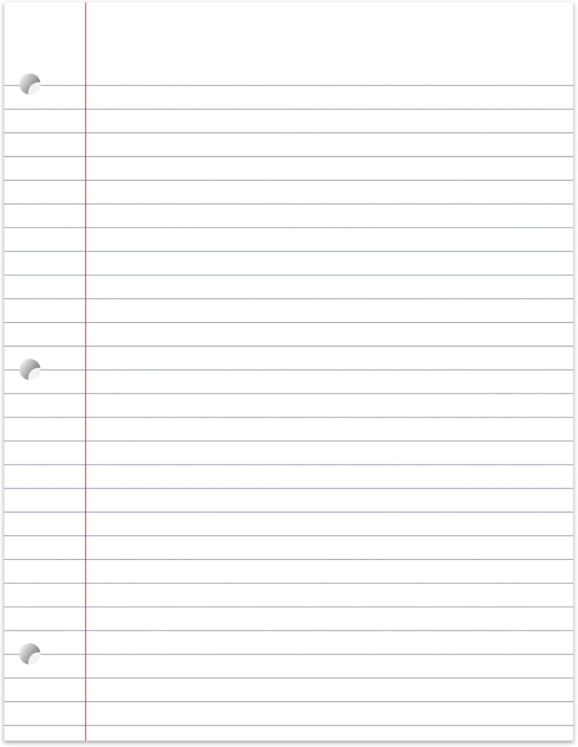 Office Depot Ruled Filler Paper, 3-Hole Punched, 16-Lb, Wide Ruled With Margin, 11in x 8 1/2in, 500 Sheets, 09228OD
